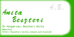 anita beszteri business card